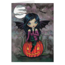 Pumpkin Pixie Cute Vampire Halloween Card