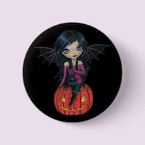 Pumpkin Pixie Halloween Cute Vampire Button