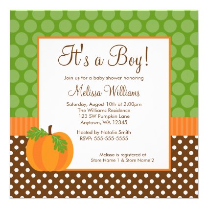 Pumpkin Polka Dot Fall Baby Shower Invitations