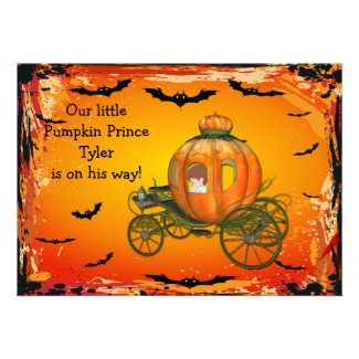 Pumpkin Prince Halloween Boy Baby Shower Custom Invitations