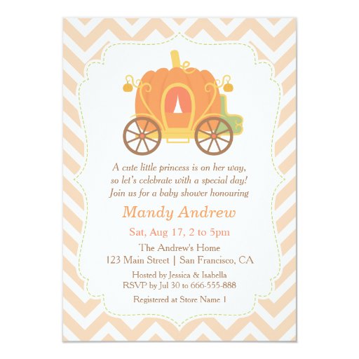 Pumpkin Princess Carriage Baby Shower Invitations Zazzle