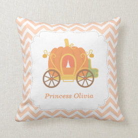 Pumpkin Princess Carriage Girls Room Decor Pillow