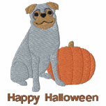 Pumpkin Pug Embroidered Shirt (Long Sleeve)