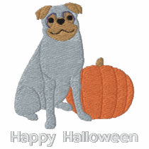 Pumpkin Pug Embroidered Shirt (Zip Hoodie) embroidered shirts by MenagerieMayhem Pumpkin Pug Embroidered Shirt (Zip Hoodie) embroidered shirts