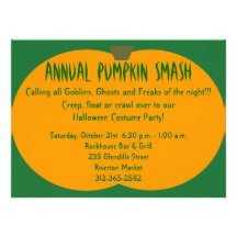 Pumpkin Smash Personalized Invites