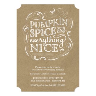 Pumpkin Spice Autumn Fall Party Invitation
