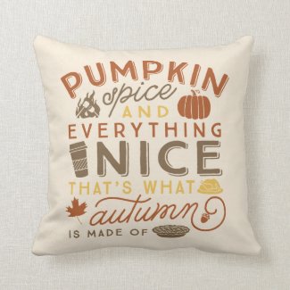 Pumpkin Spice Typographic Autumn Throw Pillow