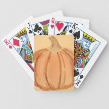 Pumpkin Watercolor Bicycle Playing Cards