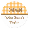 Pumpkin white gingham homemade food label seal sticker
