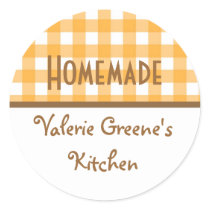 Pumpkin white gingham homemade food label seal stickers