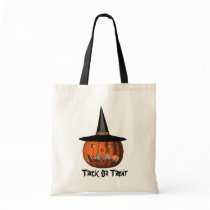 Pumpkin Witch Hat Halloween Funny Tote Bag