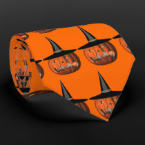 Pumpkin Witch Hat Halloween Neck Tie