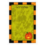 Pumpkin with checker border stationery design