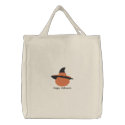 Pumpkin with Witch's Hat Halloween Design 1 embroidered bags by mrssocolov4 Pumpkin with Witch's Hat Halloween Design 1 embroidered bags