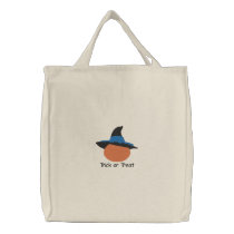 Pumpkin with Witch's Hat Halloween Design 2 embroidered bags by mrssocolov4 Pumpkin with Witch's Hat Halloween Design 2 embroidered bags