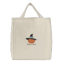 Pumpkin with Witch's Hat Halloween Design 3 embroidered bags by mrssocolov4 Pumpkin with Witch's Hat Halloween Design 3 embroidered bags