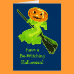 Pumpkinhead Witch Halloween Card cards