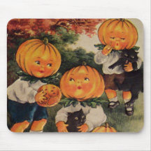 Pumpkinheads (Vintage Halloween Card) Mousepad