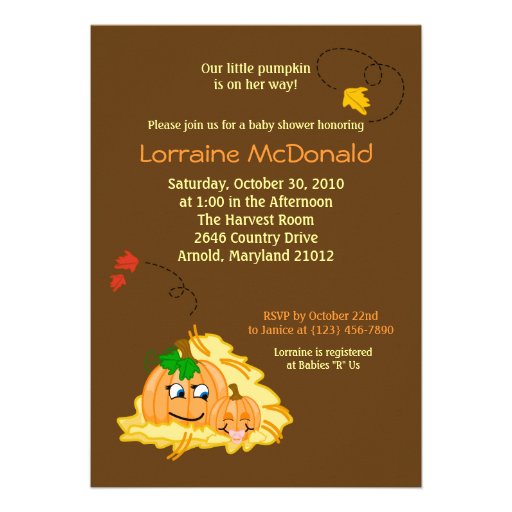 Pumpkins 5x7 Fall Autumn Baby Shower Invitation (front side)
