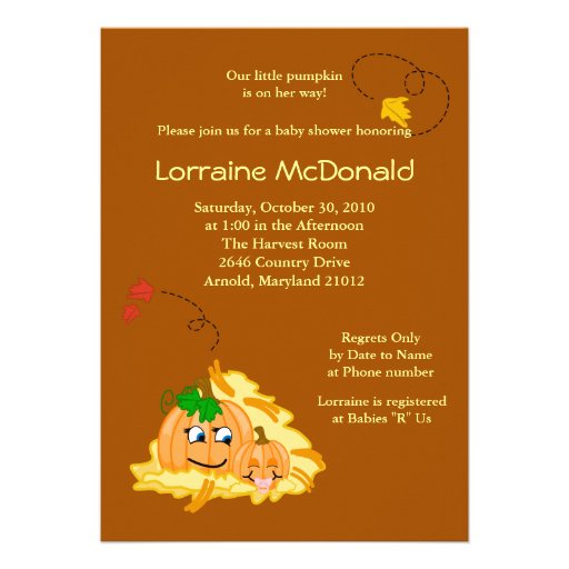 Pumpkins 5x7 Fall Autumn Baby Shower Invitation (front side)