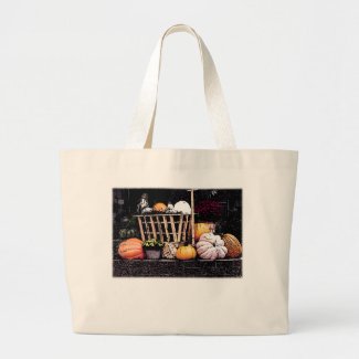 Pumpkins and Mum Autumn Picture Tote Bags