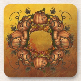 Pumpkins &amp; Autumn Leaves Drink Coaster