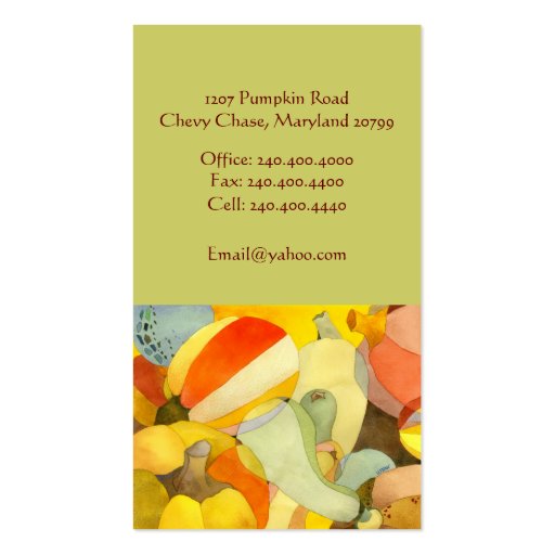 Pumpkins: Designer Business Cards (back side)