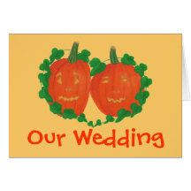 Pumpkins Heart Vine, Orange Wedding Invitations Greeting Card