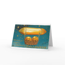 Pumpkins in Flying Basket Greeting Cards