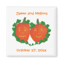 Pumpkins in Love Halloween Wedding Magnets magnet