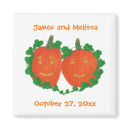 Pumpkins in Love Halloween Wedding Magnets magnet