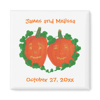 Pumpkins in Love Halloween Wedding Magnets magnet