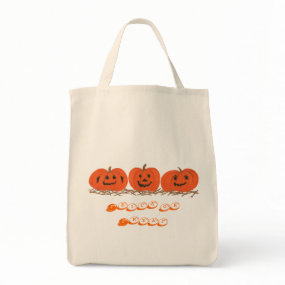 Pumpkins sitting in the straw, Halloween bag bag