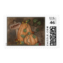 Pumpkins, Sunflowers and Autums Sign Postage Stamp
