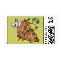 Pumpkins Thanksgiving Give Thanks Postage Stamp