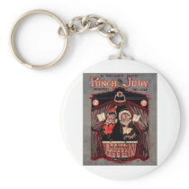 Punch and Judy Puppets Illustration Art Keychain