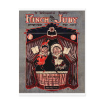 Punch and Judy Puppets Illustration Art postcards by PaperTimeMachine Punch and Judy Puppets Illustration Art postcards