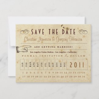 Punch Card Save the Date - Vintage Colors invitation