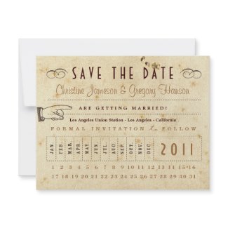 Punch Card Save the Date - Vintage Colors invitation