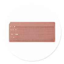 punched card round stickers