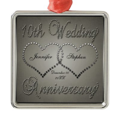 Punched Tin 10 Year Anniversary Square Ornament