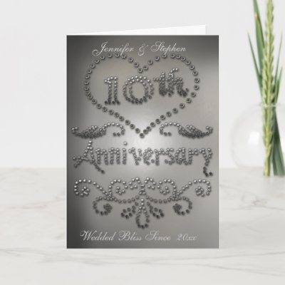Punched Tin Look 10th Wedding Anniversary Card