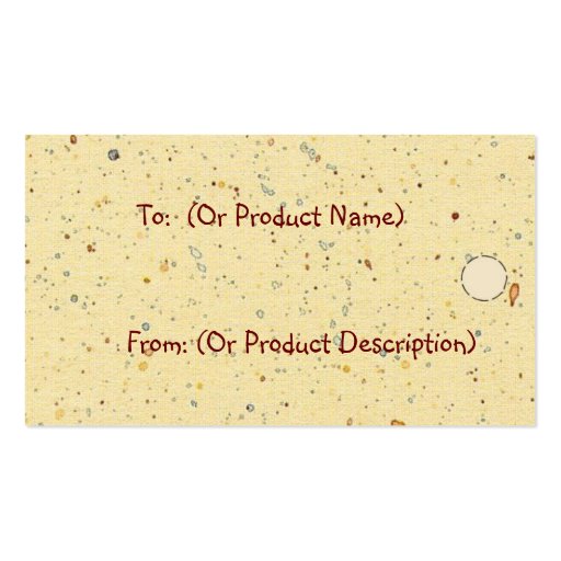 Punched Tin Star Hang Tag Business Cards (back side)