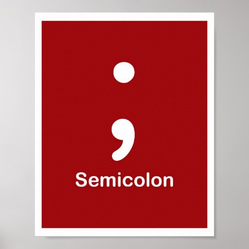 Punctuation Marks Semicolon Poster Zazzle