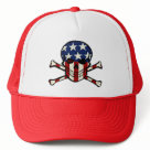 zaz_trucker_hat - Custom Mesh Skull trucker hats featuring skulls by the best artists for truck drivers. You can create a custom skull truckers hat by adding a name or any quote to these high quality mesh hats.: Sizes  Available colors: white_red