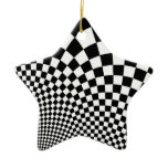 Punk black and white abstract checkerboard christmas ornaments