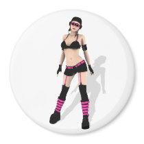Punk Bomber Pilot Goth Pin Up magnets