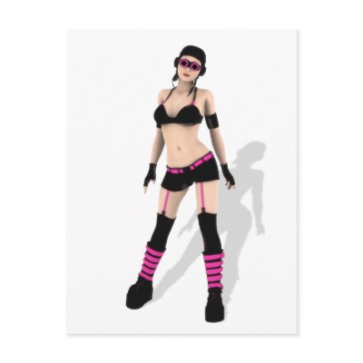 Punk Bomber Pilot Goth Pin Up Post Cards by darkdreams