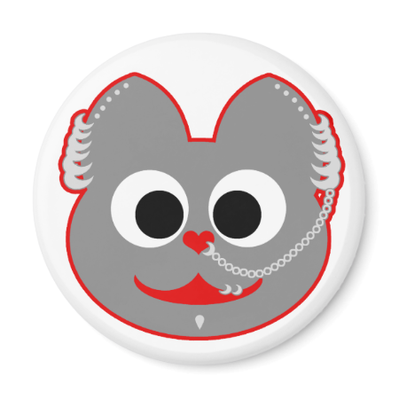 Punk Boy Kat Red - Gray Refrigerator Magnet