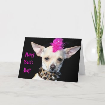 Punk Chihuahua Happy boss's day greeting card